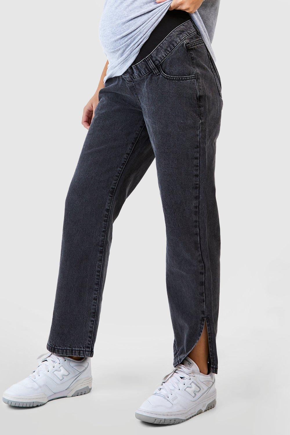 Maternity Over Bump Split Straight Leg Jeans boohoo IE